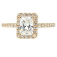 thumbnail image 4 of 1.86 ct Emerald Cut Genuine Cultured Diamond VS1-VS2 J-K 14K Yellow Gold Halo Promise Wedding Statement Engagement Designer Ring W/ Crystal side stones size 4.5, 4 of 6