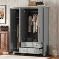thumbnail image 2 of EUROCO 67.9” Modern Armoire Wardrobe, 3 Door Cabinet Storage Closet with Clothing Rods Adults, Gray, 2 of 9