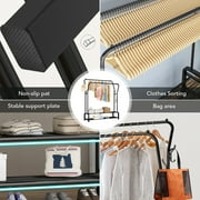 Heavy Duty Clothing Garment Rack, Freestanding Hanger Double Rail Clothing Rack Multi-functional Bedroom Wardrobe Clothes Organizer Stand Double layer 2 Shoe Shelves