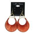 thumbnail image 2 of Red & Gold-Tone Colored Metal Dangle-Earrings With Bead Accents #LQE1666, 2 of 2
