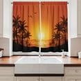 thumbnail image 2 of Ambesonne Palm Kitchen Curtains, Tropic Sunset Trees Sun Sea, 55"x45", Burnt Orange Seal Brown, 2 of 3