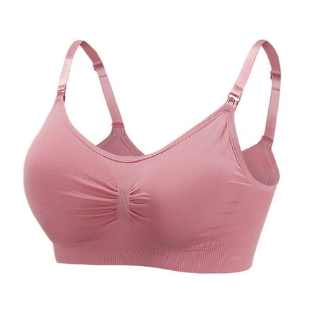 

DENGDENG Womens Sleeping Nursing Bra Wirefree Breastfeeding Maternity No Underwire Support Bralette Hot Pink M