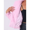 thumbnail image 5 of DARING DIVA Women's Cropped Jacket Notch Lapel Faux Fur Fluffy Coat S Light Pink, 5 of 6