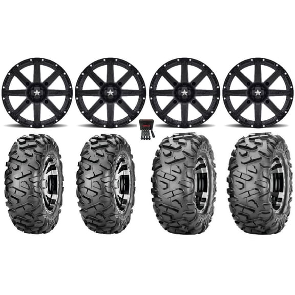 MSA Black Clutch 14" UTV Wheels 29" BigHorn Tires Yamaha Viking Wolverine YXZ1000R CFMoto ZForce 950 UForce 1000