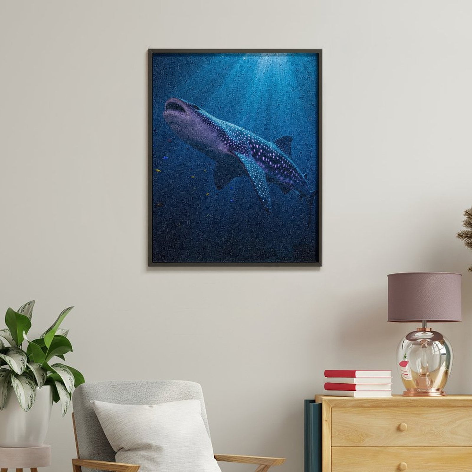 Paint By Numbers Kit for Adults Beginner - DIY Whale Shark Ocean Glow Canvas Painting Kits for Adults, Frameless Paint By Number for Adults for Home Wall Decor 16x20 Inch