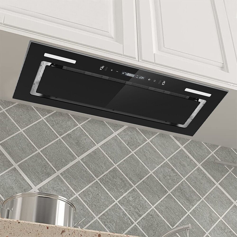 30 inch Built-in Insert Range Hood 900CFM Tempered Glass Kitchen Vent Hood
