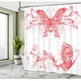thumbnail image 4 of Ambesonne Spring Shower Curtain, Butterfly Floral Mandala Art, 69"Wx75"L, Scarlet White, 4 of 4