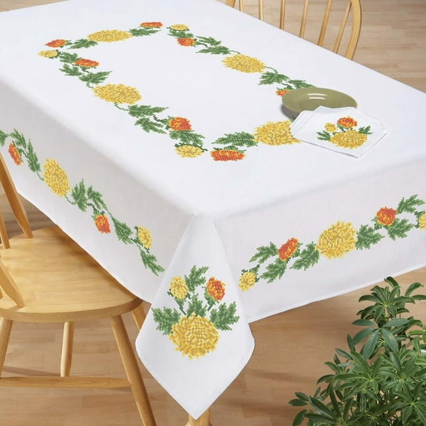 Craftways® Captivating Chrysanthemums Table Linens Stamped Cross-Stitch ...