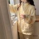 thumbnail image 3 of PLUS SIZE Jacquard Flannel Pajamas Set Sleepwear Autumn Winter Coral Fleece Loungewear Trouser Suits Loose Women Home Clothes, 3 of 3