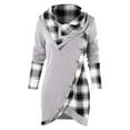 thumbnail image 2 of BKQCNKM Graphic Tees For Women Blouse Women Long Sleeve Plaid Turtleneck Tartan Tunic Sweatshirt Pullover Tops Sweatshirt For Women Fall Clothes For Women 2023 Grey L, 2 of 5