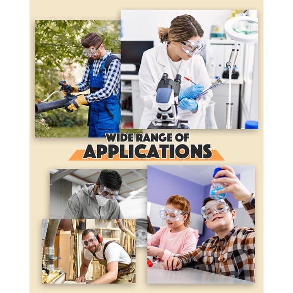 Qbily Anti-fog Safety Goggles, Adjustable Lab Goggles, Lightweight Science Goggles - Clear 10 Pcs