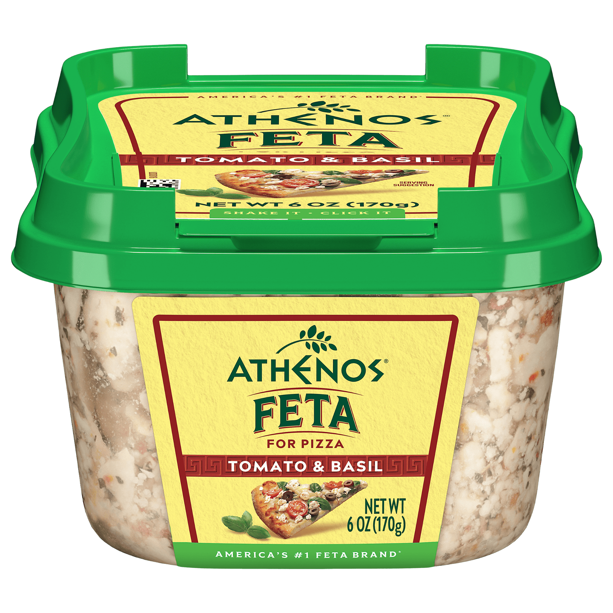 Athenos Tomato & Basil Crumbled Traditional Feta Cheese 6 oz, Tub, Refrigerated