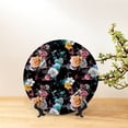 thumbnail image 6 of Picia Hibiscus Rose Pattern Bone China Decorative Plate – Wall Decor with Stand and Adhesive, Elegant Ornament for Living Room, Office, or Entryway-6in, 6 of 6