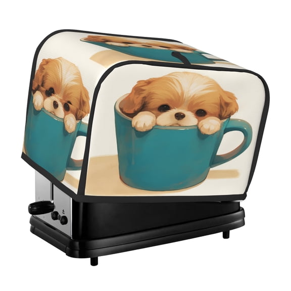 Toaster Cover For 2 Or 4 Slice, Two Or Four Slice Toaster Hood Dust-Proof Cover For Home Kitchen Washable Small Appliance Cute Dog In Teacup (9)