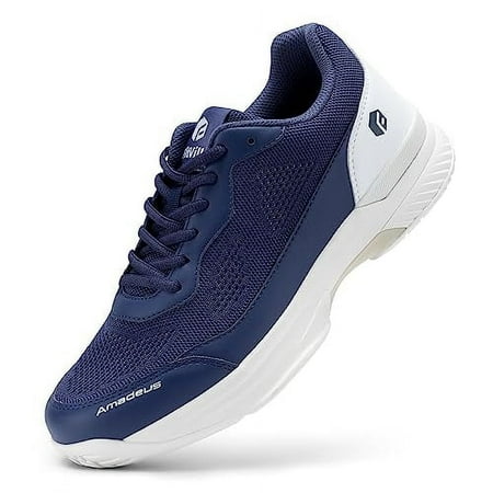 FitVille Wide Pickleball Shoes for Men Tennis Shoes Athletic Sneakers with Arch Support  Blue & White  10 Wide
