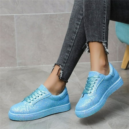 

Lhked Autumn And Winter New Sequined Flat Lace-up Casual Women s Single Shoes Pumps
