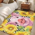 thumbnail image 5 of Farmhouse Sunflowers Area Rug 4'x6', Country Watercolor Pig Black Plaid Washable Non-Slip Rugs, Low Pile Large Carpet for Living Room Bedroom Dining Room Kitchen Office Indoor Mat, 5 of 9