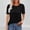 (Fashion 62)Black, variant on Women's Pleated Lace Splice Blouse Summer Solid Color Round Neck Short Sleeve Loose Daily Shirts Breathable Casual Tops