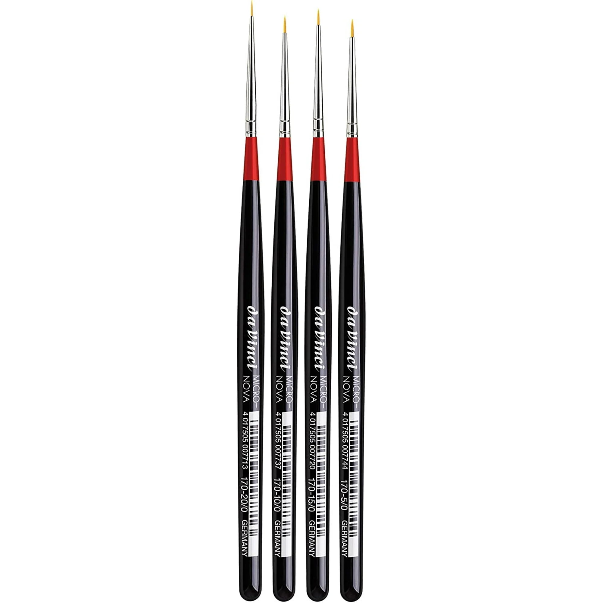 da Vinci MICRO-NOVA Miniature Brushes, Synthetic, Acrylic & Oil, Round, Series 170, 4 Brush Set
