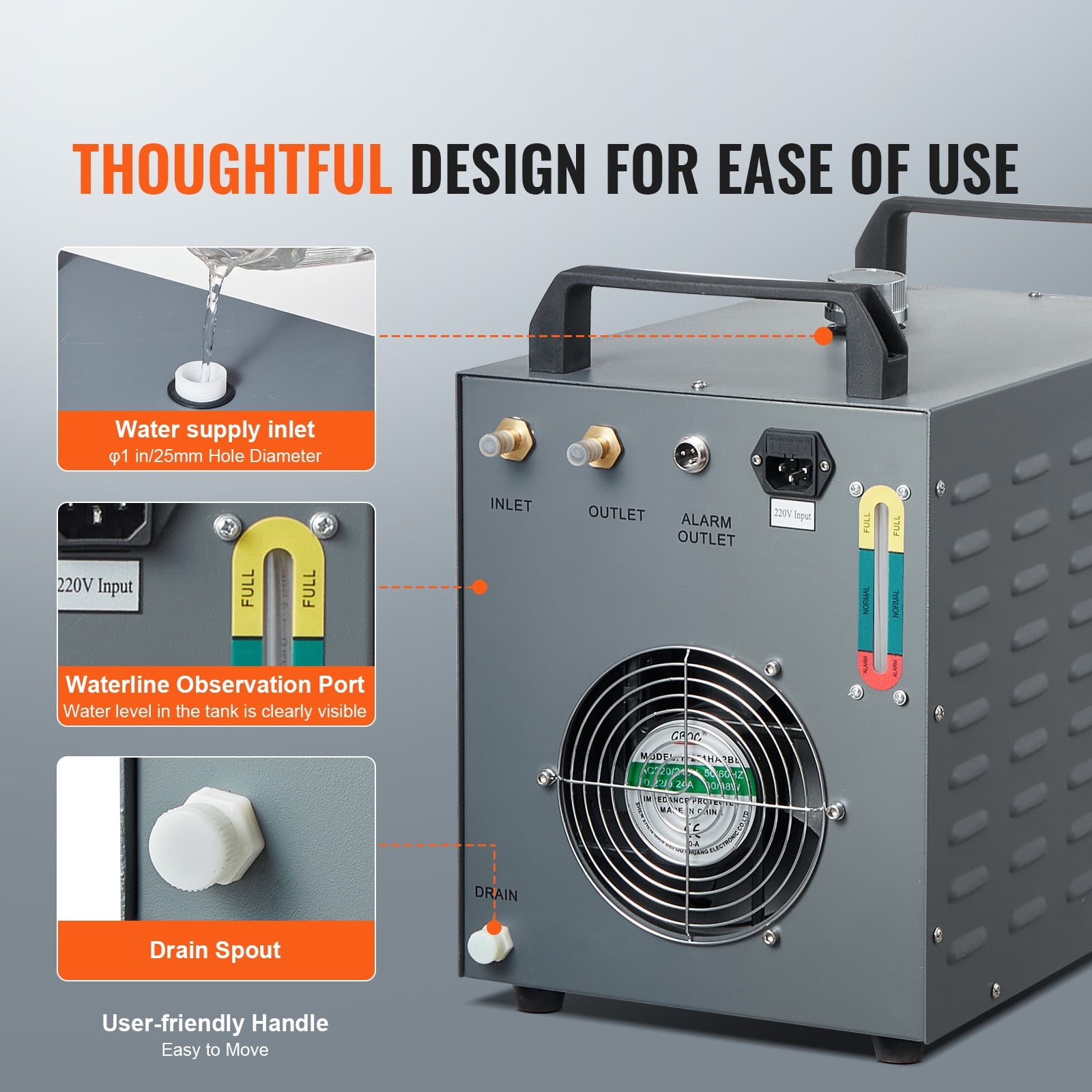KFFKFF Air-cooled Industrial Water Cooling 12L 18L/min Laser Chiller CW-3000(PRO)