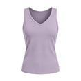 thumbnail image 4 of Tank Top for Women V Neck Summer Sleeveless T Shirt Tunic Casual Solid Color Loose Fit Blouses Purple, 4 of 9