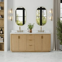 Cadiz 72" Double Bathroom Vanity in Washed Ash Grey w/Lightning White top&Mirror