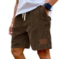thumbnail image 2 of Mens Corduroy Shorts Casual Elastic Waist Drawstring 2026 Summer Beach Lounge Short Brown 3XL, 2 of 6