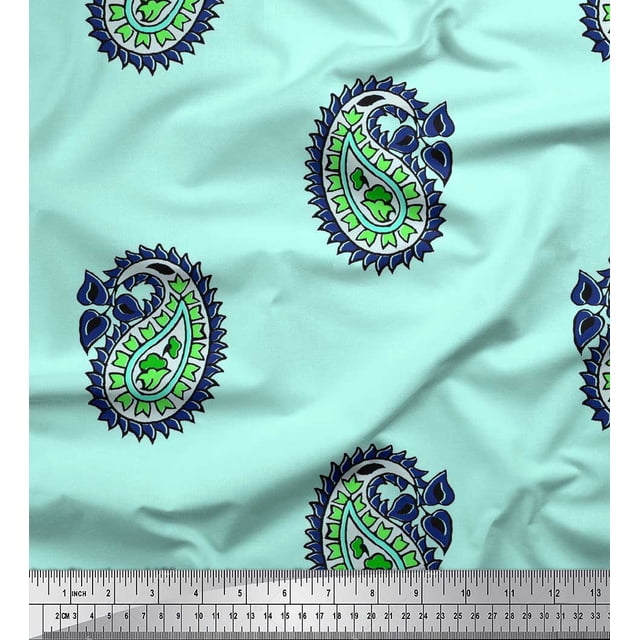 Soimoi Rayon Fabric Paisley Block Print Sewing Fabric Yard 56 Inch Wide