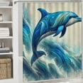 thumbnail image 6 of JRXY Dolphin Decorative Ocean Animal Jumping Blue Dolphin Shower Curtain Multiple Sizes White, 6 of 7