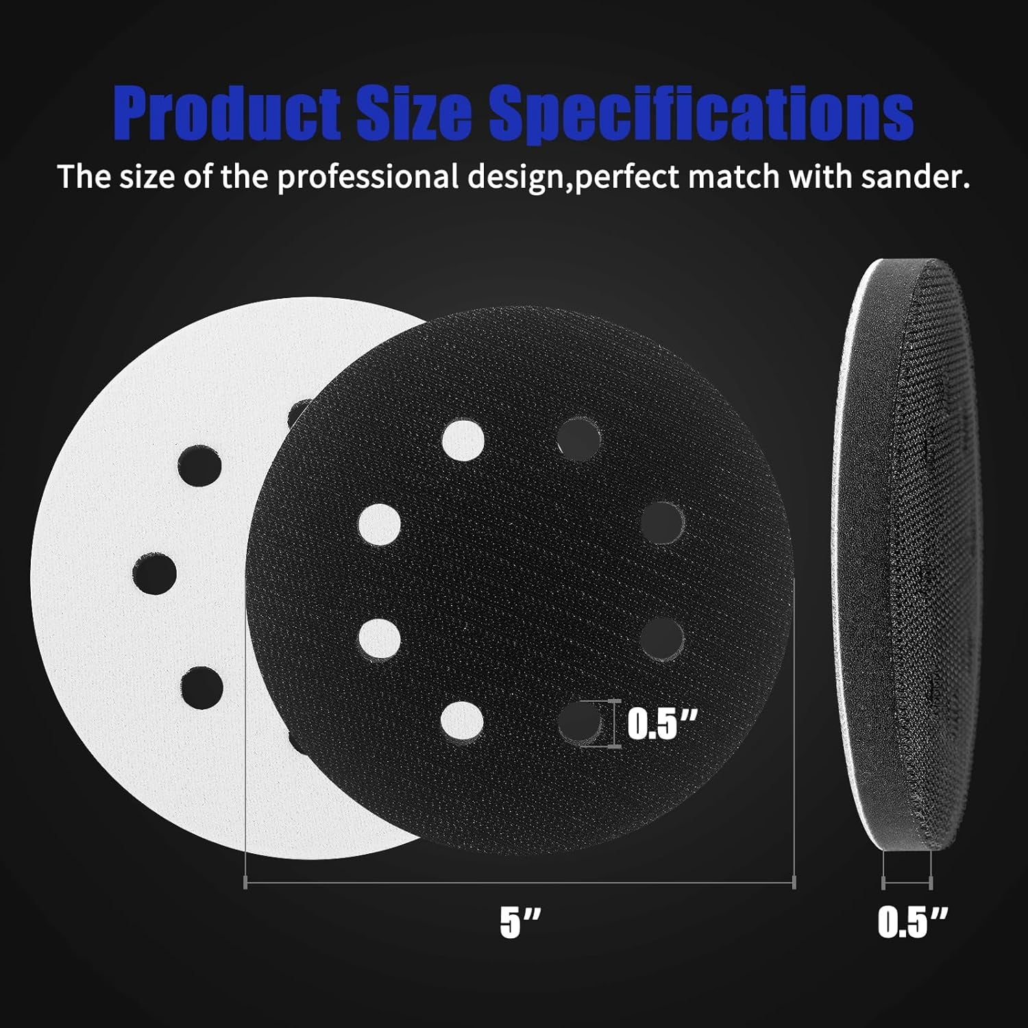 FRKSMD-4 Pack Upgraded Foam Sanding Pads for Orbital Sander, 5 Inch 8 Holes Orbital Sander Surfprep Foam Pad, Hook and Loop Soft Density Interface Pads with Soft & Hard Cushion Sponge Buffer by