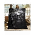 thumbnail image 4 of Vintage Gothic Skull and Roses Flannel Throw Blanket - Soft Lightweight Travel Blanket, Machine Washable, All Seasons, 280gsm, Gift for Him Her, 4 of 17