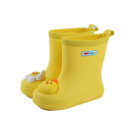 

Rotosw Kids Rubber Boots Waterproof Garden Shoes Cartoon Rain Boot Non-slip Wide Calf Rainboot Walking Comfort Yellow Chicken 11.5C