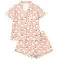 thumbnail image 6 of Cute Halloween Pjs Set for Women Lovely Ghost Pumpkin Printed Collar Short Sleeve Shirt With Elastic Shorts Smooth Milk Silk 2 Piece Set Halloween Party Loungewear Gift, 6 of 6