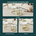 thumbnail image 5 of Algherohein Round Nesting Coffee Table Modern Marble Top Set of 2 for Living Room White Gold, 5 of 9