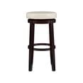 thumbnail image 2 of Linon Maya 31" Rice White Faux Leather Swivel Bar Stool in Brown Wooden Frame, 2 of 10