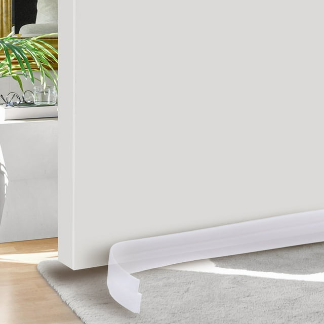 Uxcell Tapa de Corriente de Aire para Puerta, Tira de Silicona para Puerta Bajo 3.3FT, Sello de Puerta con Adhesivo Fuerte, Transparente (2 Pulgadas de Ancho)