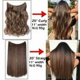 thumbnail image 3 of Benehair Invisible Hair Extensions Secret Hidden Wire in One Piece Real Long Thick Straight Curly Headband for Women 16" light brown, 3 of 10