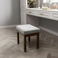 thumbnail image 5 of JESONVID Solid Wood Upholstered Vanity Bench, Fabric Tufted Foot Stool Small Vintage Ottoman with Padded Cushion Seat Carved Footrest Rustic Legs for Bedroom Living Room Dark Grey 318LG, 5 of 8