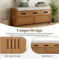 thumbnail image 5 of Shoe Storage Bench with 2 Pull-out Drawers and 3 False Drawers at The Top, Wood Shoe Bench with Cushion, Hidden Storage Space, Shoe Bench for Living Room, Entryway, Bedroom, 5 of 8