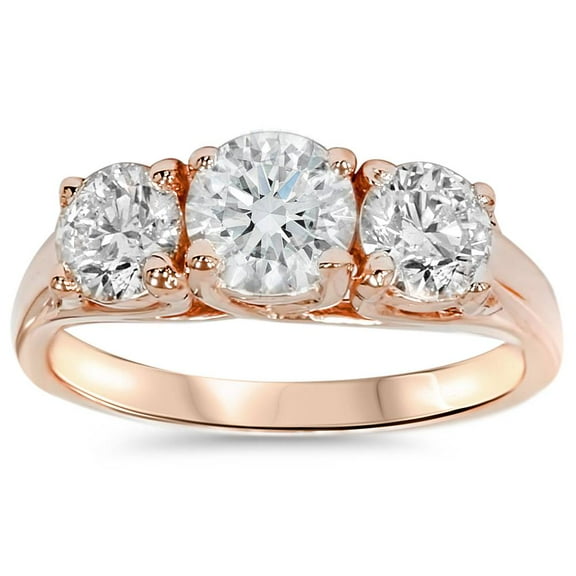 Pompeii 2ct 3 Stone Diamond Engagement Ring 14K Rose Gold (G/H,I1-I2)
