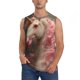 thumbnail image 1 of Fotbe Haired White Horse Men's Camiseta sin Mangas Estampada para Hombres, Playera Casual para Gimnasio, Entrenamiento, Playa-Medium, 1 of 7