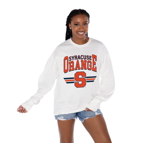 Women's Gameday Couture White Syracuse Orange Oversized Swift Strike Long Sleeve T-Shirt