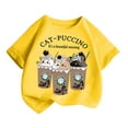 thumbnail image 3 of Curuila Kid Girls Tops Cartoon Print Crew Neck Short Sleeve Tee Summer Casual Loose T Shirt Yellow Size 6-8 Years, 3 of 5