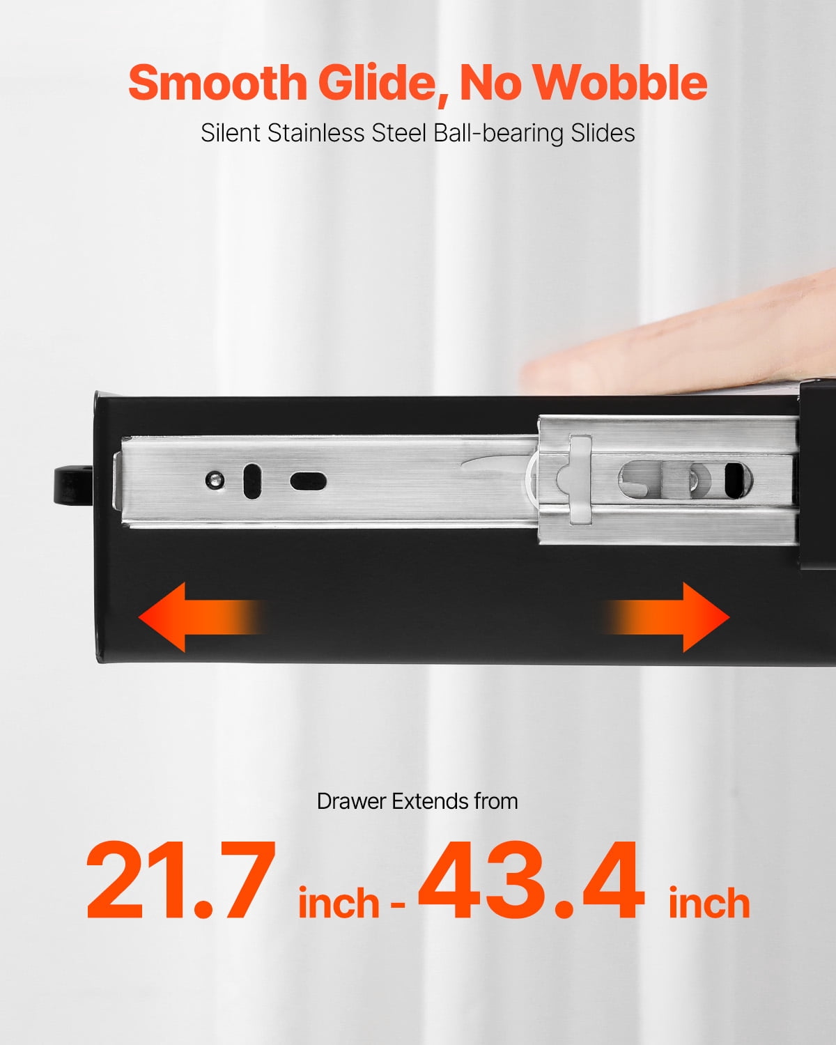 VEVOR 22 Inch Wide Under Desk Drawer Slide Out,Under Desk Mount Pull Out Drawer Attachment, Hidden Desk top Storage Organizer,Under Table Pencil Drawer for Office Home Sit Stand Workstation,25x9x3In