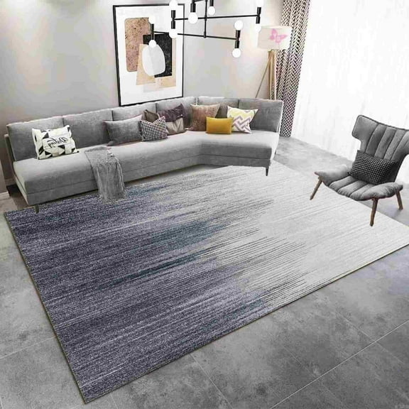 Machine Washable Area Rug 5x7 with Anti-Slip Backing Abstract Living Room Carpet Design 7773 Color Grey