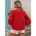 thumbnail image 5 of Women'S Casual Chiffon Blouse Tops 3/4 Ruffled Sleeve V Neck Loose Fit Blouses Shirts Red XL, 5 of 8