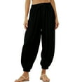thumbnail image 3 of ZVAVZ Toddler Kids Long Bloomers Soft Solid Drawstring Trousers Basic Plain Harem Pants Big Kids Elastic Waist Pants Black,11-12Years, 3 of 6