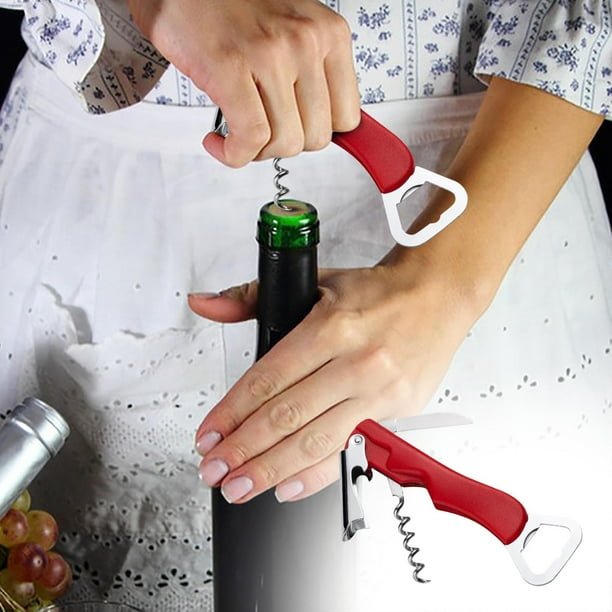 HWRETIE Utensilios de cocina,abridor de vino y cerveza multifuncional 3 en 1,sacacorchos portátil con cortador de papel de aluminio para botellas,herramienta de barra para uso en cocina y fiestas