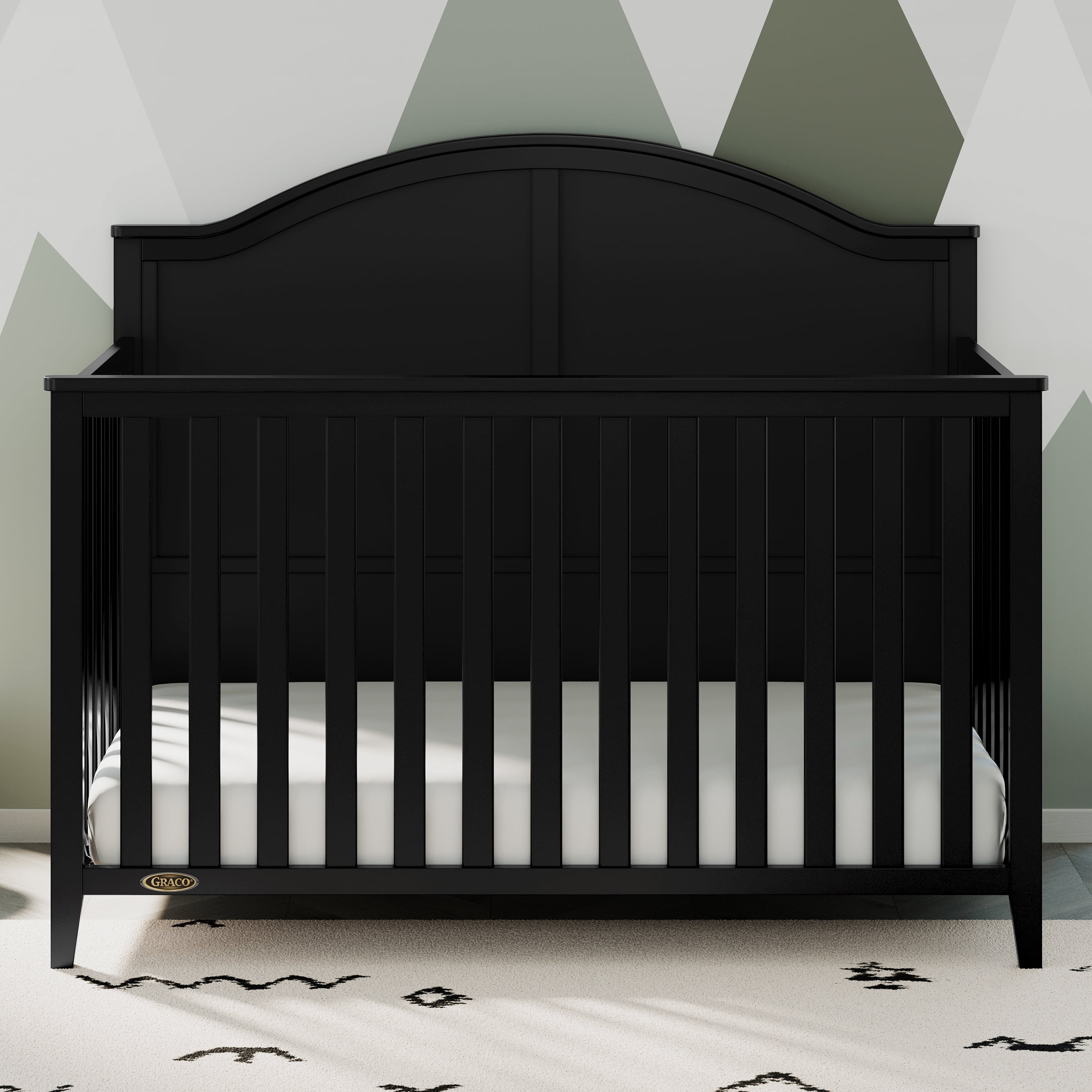 Graco Wilfred 5-in-1 Convertible Crib and Premium Crib & Toddler Mattress Bundle, Black