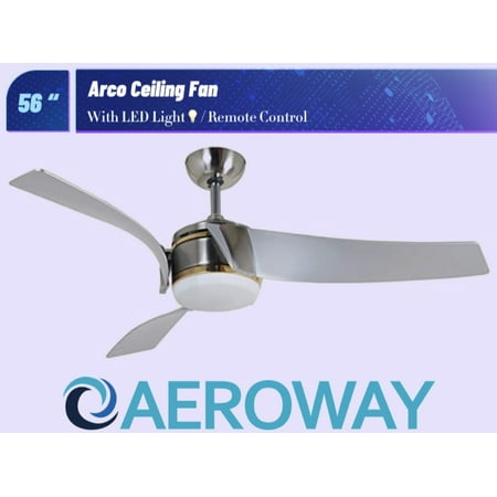 

Ceiling Fan 56 in. Indoor with DC Motor and LED Light Kit (Silver - Brushed Nickel) Vento ARCO